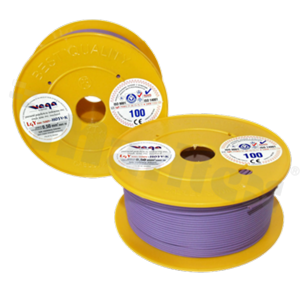 Przewód pojedynczy LGY/H05V-K; z wielodrutową miedzianą żyłą; fioletowy/czarny; przekrój 0.50mm2; AWG 20; 500V; -40+105 st.C; 100m.