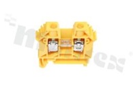 Installation terminal block; 1-level; 2-contacts; for wire 0,5-10,0mm2; screw terminal; yellow; Din rail; 1000V/57A