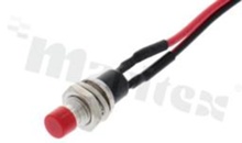Przełącznik przyciskowy; 1-pozycyjny; konektory; przycisk czerwony; NO; przewód 40cm; zwierny