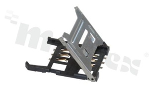SIM card holder; 6-contacts; SMD; with metal cover with blockade