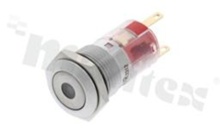 Push button switch; monostable; 16mm; solder terminals; stainless steel; dot green illumination;