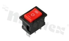 Miniaturowy przełącznik typu Rocker; jednobiegowy; 3-pozycyjny; 19.2x13mm; konektory SPDT; przycisk czerwony; 6A/250V