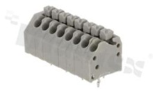 Listwa zaciskowa do PCB; w rastrze 3.50mm; 8-torowa; skośne wejście przewodu; na przewód 0.20-1.00mm2 (28-18AWG); ze stykiem sprężynowym; czarna; UL 300V/10A, TUV 250V/10.5A