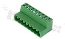 Pluggable terminal block; 5.08mm pitch; 8-ways; male; for wire 2.50mm2(28-12AWG); wire insertion direction same as plug-in direction; copper contacts; brass cage; UL 300V/15A