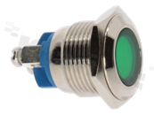 Lampka sygnalizacyjna; 16mm; zacisk śrubowy; stal nierdzewna; podświetlenie zielone; LED 24V