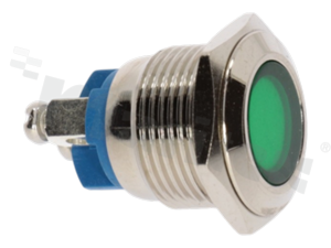 Lampka sygnalizacyjna; 16mm; zacisk śrubowy; stal nierdzewna; podświetlenie zielone; LED 24V