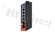 Industrial 6-port unmanaged Gigabit PoE Ethernet switch with 4x10/100/1000Base-T(X) P.S.E. and 2x100/1000Base-X; SFP socket; DIN