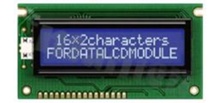 Display LCM; LCD character; 16x2 chars; STN blue negative; with white LED backlight; view 6:00; additional font Cyrilica