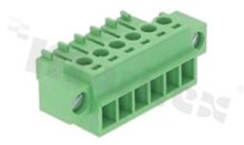 Listwa zaciskowa rozłączalna; w rastrze 3.81mm; 6-torowa; żeńska; na przewód 1.5mm2(28-16AWG); kierunek wtykania równoległy do osi przewodu; z zaczepem śrubowym; styki z fosforobrązu; mosiężna klatka przewodu; UL 300V/10A