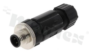Wtyk 12B-04BMMB-SL7001; M12; kodowanie B; 4-stykowy; męski; prosty; 4A; z połączeniem gwintowanym; do kabla; sposób montażu: śruby; wodoszczelny IP67