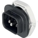 Złącze zasilające AC IEC 60320 S16, klasa ochronności I; montaż: do panela max. 6mm, śrubowe; wyprowadzenia konektorowe QC 4,8x0,8mm; kolor czarny; IP67/IP69K; 10A, 250VAC