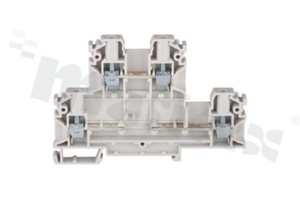 Złączka szynowa;2-poziomowa;4 zaciskowa na przewód 0,5-4mm2; zacisk śrubowy; szara; na szyne DIN; 1000V/32A