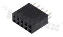 Listwa stykowa do PCB; w rastrze 2.54mm; 2x5 styków; montaż: THT; żeńska; prosta; dwurzędowe