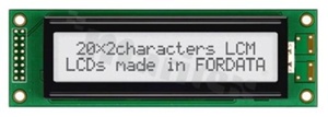 Display LCM; LCD character; 20x2 chars; FSTN positive; white LED; view 06:00; 5.0 V; additional font English-Japanese;