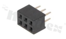 Listwa stykowa do PCB; w rastrze 2.00mm; 2x3 styków; montaż: THT; żeńska; prosta; dwurzędowe