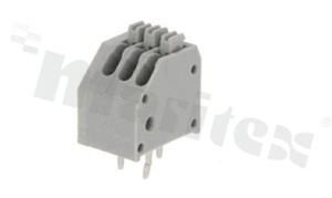PCB terminal block; pitch 2.5mm; 3-ways; oblique entry; range wire 0.2-2.5mm2 (AWG 24-20); spring-loaded; grey; UL 250V/2A, TUV 250V/2A