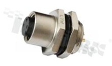 Gniazdo M12; kodowanie A; 4-stykowe; żeńskie; 4A; na panel; z nakrętką z przodu; PCB; IP68