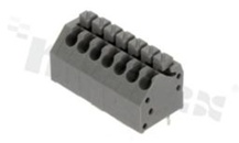 Listwa zaciskowa do PCB; w rastrze 3.50mm; 7-torowa; skośne wejście przewodu; na przewód 0.20-1.00mm2 (28-18AWG); ze stykiem sprężynowym; czarna; UL 300V/10A, TUV 250V/10.5A