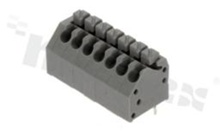 Listwa zaciskowa do PCB; w rastrze 3.50mm; 7-torowa; skośne wejście przewodu; na przewód 0.20-1.00mm2 (28-18AWG); ze stykiem sprężynowym; czarna; UL 300V/10A, TUV 250V/10.5A