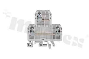 Złączka szynowa;2-poziomowa;4 zaciskowa na przewód 0,5-4mm2; zacisk śrubowy; szara; na szyne DIN; 690V/32A