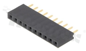 Pin Header; pitch 2.54mm; 1x10 pins; assembly: THT; female; straight; single row