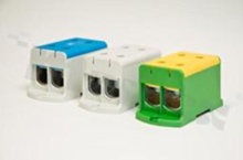 Din rail terminal block; through; 2-terminal for wire 35-240mm2;2 -tracks; screw-type;blue