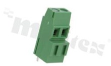 PCB terminal block; pitch 5.00mm; 2-ways; vertical; wire range 2.5mm2 (AWG 28-12); with screws for a flat screwdriver; brass cage; green color; UL 300V/20A, TUV 250V/24A