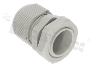 Dławnica kablowa PG16; nylon; PG16 10-13.0mm; Flat O-ring; szara; z nakrętką