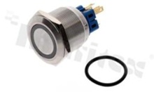 Push button switch; bistable; 25mm; solder terminals; stainless steel; ring red illumantion; IP67.