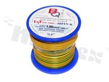 Przewód pojedynczy LGY/H05V-K; z wielodrutową miedzianą żyłą; żółty/zielony; przekrój 1.00mm2; AWG 17; 500V; -40+105 st.C; 10m.