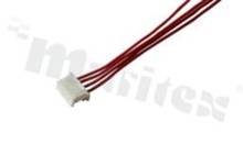 Cable assembly ZHR-4 + wires 30AWG, red color, 30cm