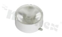 Soczewka do diod LED high power; kąt rozsyłu: 38 stopni FWHM; ilość diod: 1; rozmiar: okrąg 22.40mm; wysokość: 9.37mm; rodzaj materiału: PMMA; sposób mocowania: taśma; ramka