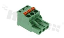 Pluggable terminal block; 5.00mm pitch; 3-ways; female; for wire 2.50mm2 (26-12AWG); R/A; p.bronze contacts; spring clamp; brass cage; UL 300/10A TUV 320/20A