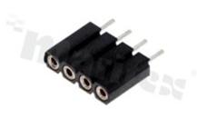 Listwa stykowa do PCB; w rastrze 2.54 mm; 1x4 styków; montaż: THT; żeńska; prosta; jednorzędowe