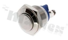Push button switch; monostable; 16mm; solder terminals; stainless steel; silver button; IP65