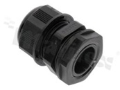 Dławnica kablowa M20; nylonowa; M20x1.5 10-14mm; czarna;Flat O-ring;na klucz 27mm; z nakrętką
