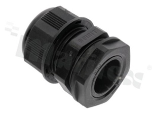 Cabel gland M20; nylon; M20x1.5 10-14mm; flat O-ring;black;for wrench 27mm; with lock nut;