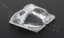 Lens for LED high power; angle: asymmetric; Number of LEDs: 1; Dimensions: 25x25mm; Height: 9mm; meterial: PMMA; Fastening: glue; screw