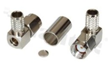 Female Crimp Connector; reverse; angled; 50 Ohm; for cable H155; RoHS