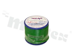 Przewód pojedynczy LGY/H05V-K; z wielodrutową miedzianą żyłą; zielony; przekrój 1.50mm2; AWG 16; 500V; -40+105 st.C; 10m.