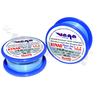 Przewód montażowy KYNAR; izolowany teflonem FEP; niebieski; średnica 0.25mm; AWG 30; 250V; -65+200 st.C; 50m.