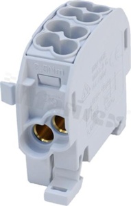 Złączka na szyne DIN; blok rozdzielczy odgałęźny;szary; jednobiegunowy; 25mm2; Al/Cu;1000V AC/DC ;152A