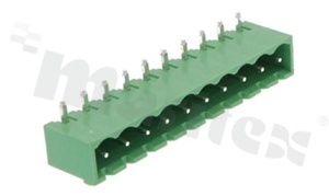 Listwa zaciskowa rozłączalna; w rastrze 5.08mm; 10-torowa; męska; kątowa; zabudowana; UL 300V/8A; TUV:250V/7A
