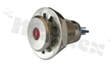 Lampka sygnalizacyjna; 12mm; do lutowania; mosiądz niklowany; podświetlenie punktowe niebieskie LED 12V; IP67.