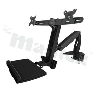 VESA holder for 2 displays with keyboard tray; clamp base; max. load 18.5kg; recommended panel size 15-24"; WS742
