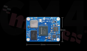 Orange Pi CM4; processor: Rockchip RK3566; quad-core Cortex-A55 1.8GHz; RAM: 1GB LPDDR4/LPDDR4X; GPU: Mali-G52 2EE; NPU: 0.8TOPS; Wi-Fi 5; Bluetooth 5.0/BLE; dimensions: 55x40mm