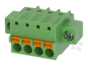 Pluggable terminal block; 3.81mm pitch; 4-ways; female; for wire 1.50mm2 (28-16AWG); wire insertion direction same as plug-in direction; with fixing screw; p.bronze contacts; spring clamp; brass cage; UL 300/10A TUV 250/10.5A