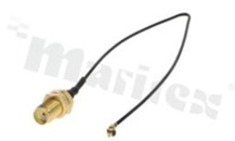Kabel antenowy; przejściowy; koncentryczny RG1.13; kolor czarny; zakończony żeńskim wtykiem IPX (U.FL) i gniazdem żeńskim SMA kabel o długości 17.0 cm; współpracuje z gniazdem męskim RF-IPX125-1G