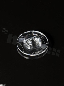 Soczewka do diod LED high power; kąt rozsyłu FWHM: asymetryczny; ilość diod: 1; rozmiar: okrąg 22mm; wysokość 6.9mm; rodzaj materiału: PC; sposób mocowania: klej, kołek