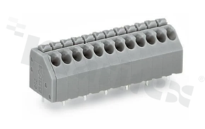 Listwa zaciskowa do PCB; w rastrze 3.50mm; 5-torowa; przycisk; na przewód 0.20-1.50mm2 (24-16 AWG); ze stykiem sprężynowym; szara; UL: 300V/8A
